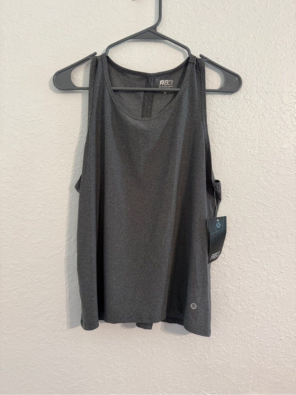 Women's RBX Active Open Split-Back Racerback Tank Top Heather Grey Relaxed NWT